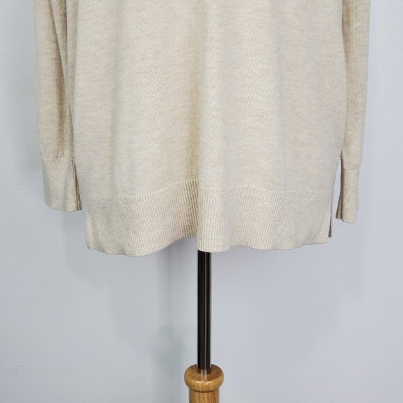 LOFT V-Neck Drop Shoulder Pullover Tan Sweater Size L - Picture 3 of 11